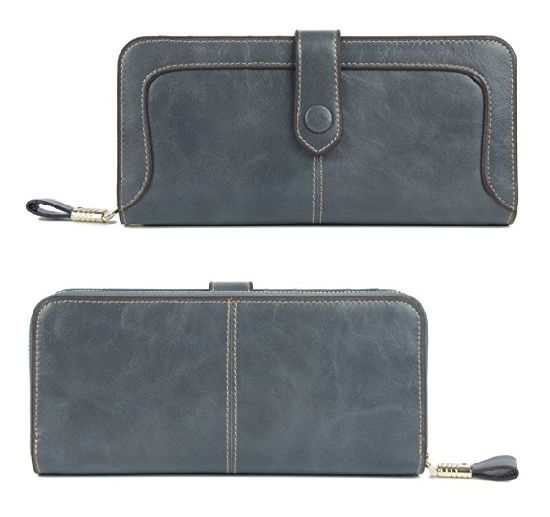 Purse Wallet Women′s Compart Leather Wallet Ladies Purse with ID Window Clutch Wallet Card Holder (WDL01098)