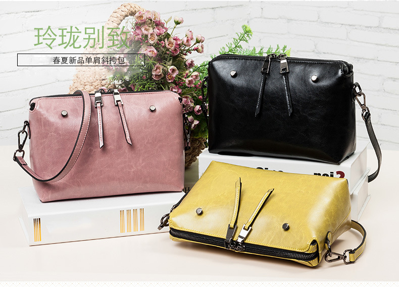 Second layer cowhide cross-body bag for lady