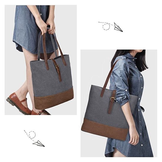 Canvas PU Women Shoulder Fashion Bag (WDL0332)