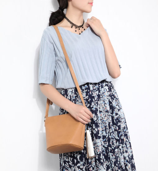 Lady Vintage Tassel PU Leather Women Bags Small Designer Bucket Bag (WDL0961)