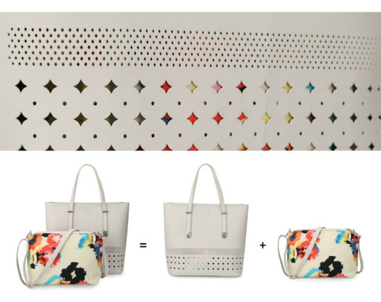 Fashion Lady Handbag 2PCS Tote with Baby Bag Hollow out PU Handbag (WDL0882)