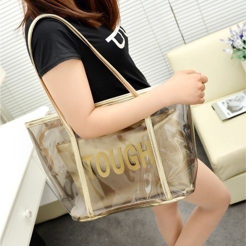 Tote Bag PVC Beach Shoulder Handbag with Small Cosmetic Summer Clear Handbags Transparent Beach Bags (WDL01115)