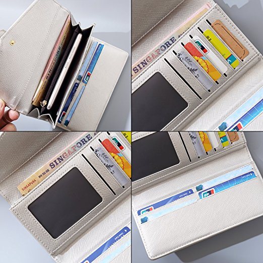 Clutch Waallet Card Holder Purse Wallet Coin Pocket Women′s Leather Wallet Ladies Mini Purse with ID Window (WDL01081)