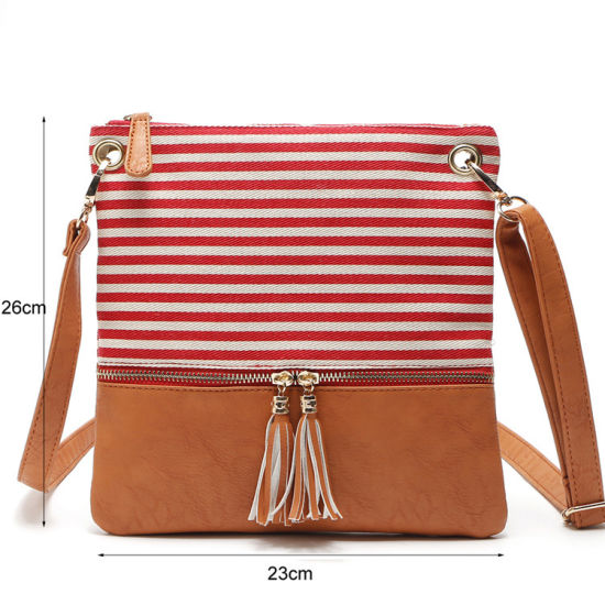 Lady Messenger Bag Causal Shoulder Bag Strip Canvas Shoulder Bag (WDL0965)